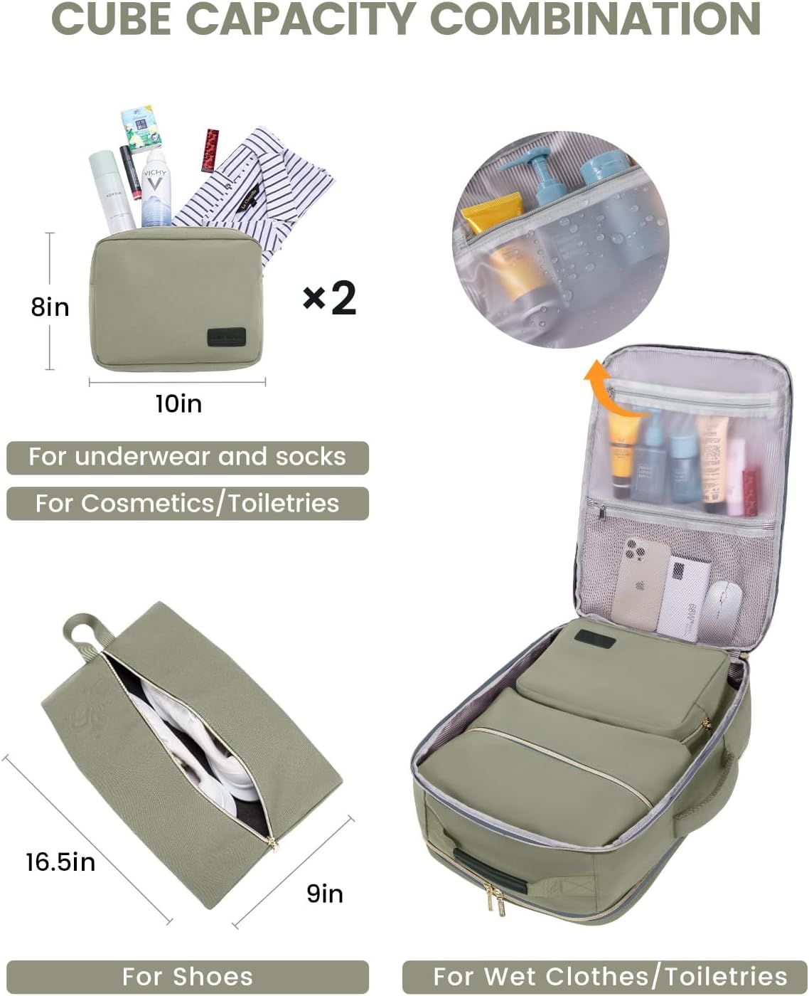 40L Travel Backpack for Women & Men, Large Carry on Backpack for Airplanes with 3 Packing Cubes, TSA Personal Item Travel Bag fits 17" Laptop, Waterproof Weekender Essentials Airline Approved - Image 6